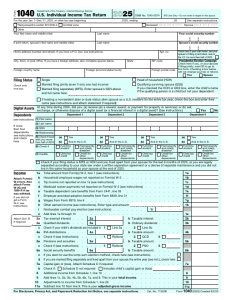 First page of IRS Form 1040