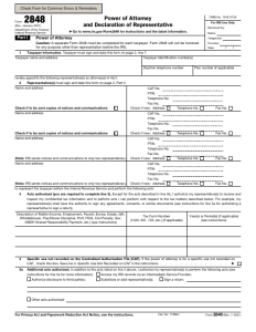 First page of IRS Form 2848