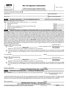 First page of IRS Form 8879