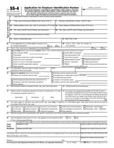First page of IRS Form SS-4