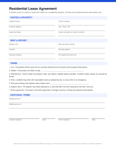 First page of Residential Lease Agreement