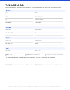 First page of Vehicle Bill of Sale